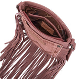 Montana West Wrangler Pink Fringe Denim Pocket Crossbody