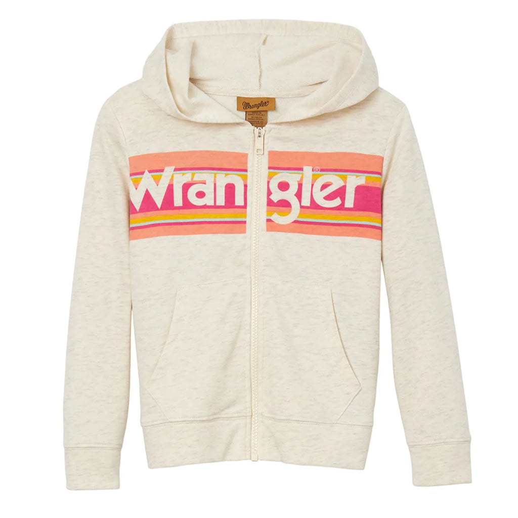 Wrangler Girl's Stripe Logo Zip Up Hoodie