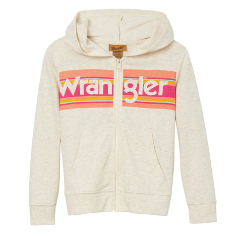 Wrangler Girl's Stripe Logo Zip Up Hoodie