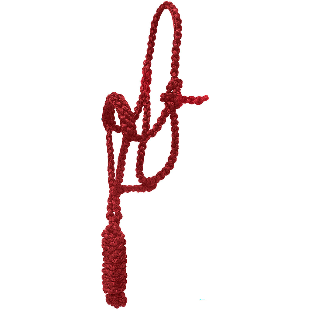 Pony Braided Halter with Lead in Red by Mustang