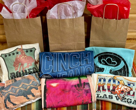 gift bag with t-shirts