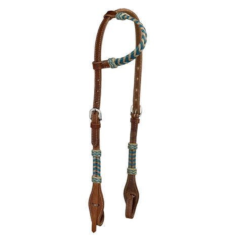 Showman Teal Rawhide 1 Ear Headstall