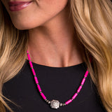 West & Co Tube Bead Necklace with Southwestern Pendant Accent in Pink