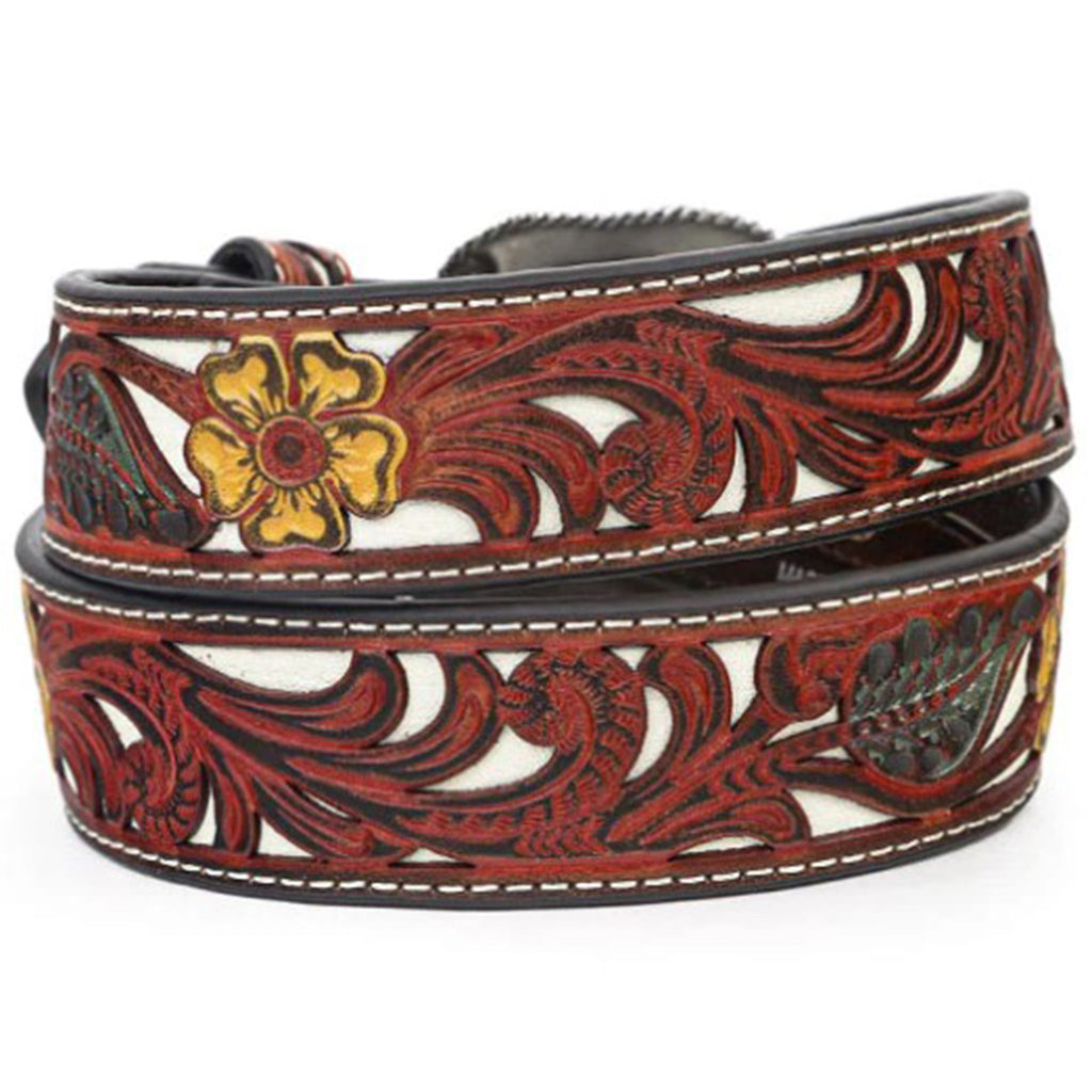 Nocona Women's Flower Embossed Overlay Belt