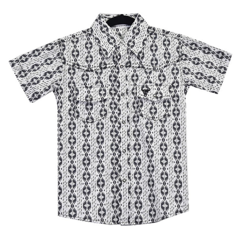 Cowboy Hardware Kid's Charcoal Aztec Short Sleeve