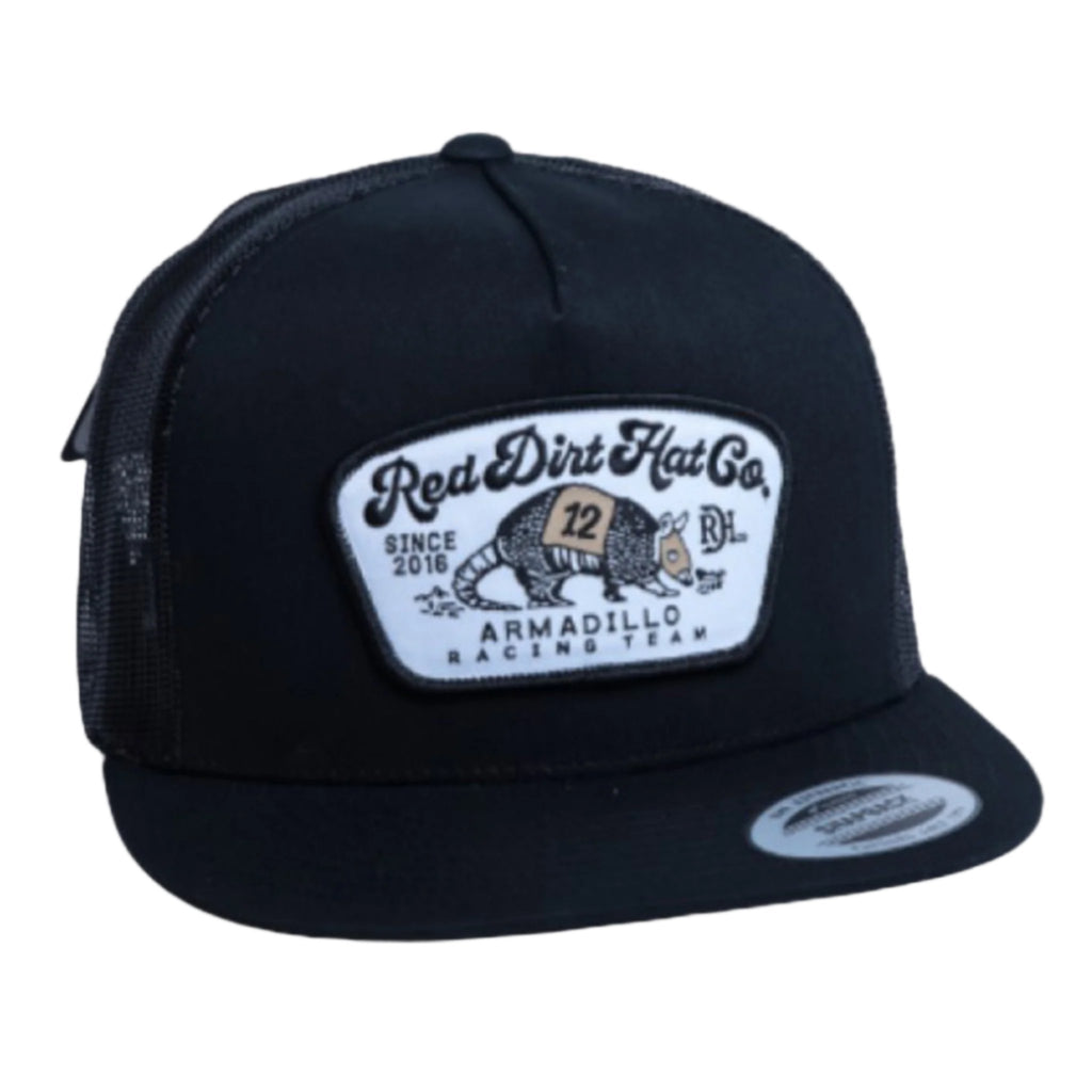 Black Snapback Cap with an Armadillo Patch 