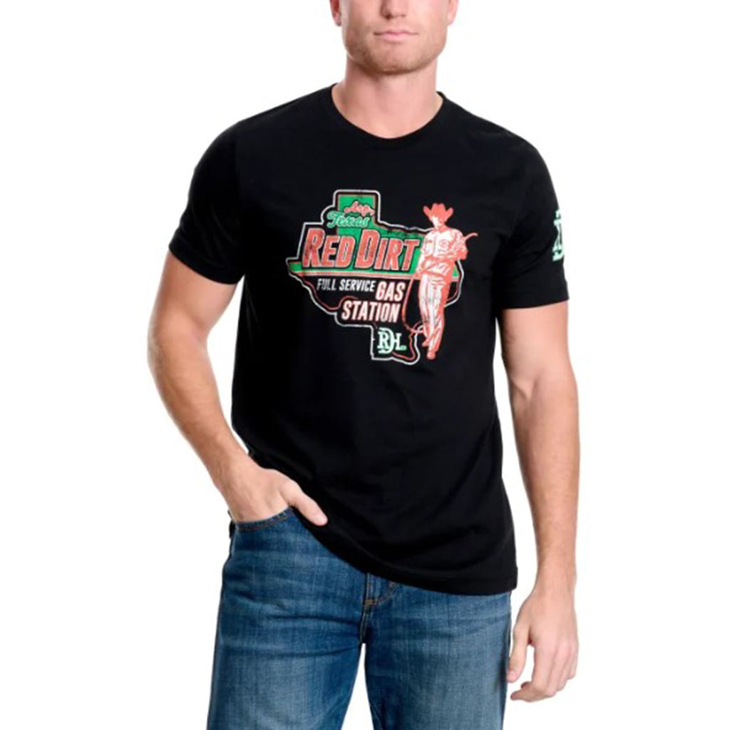 Red Dirt Hat Co. Men's Black Pit Stop Logo Graphic T-Shirt