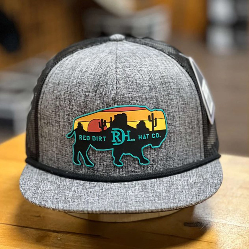 Heather Charcoal/Black Snapback with a Sunset Buffalo Patch 