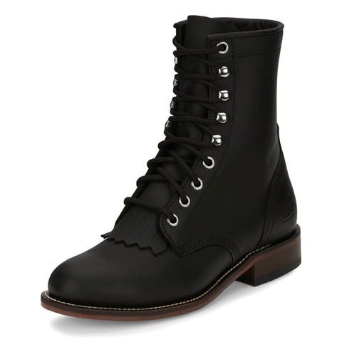 Black Lace-Up Round Toe Roper