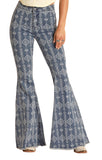 Rock & Roll Women's Blue Aztec Bell Bottom