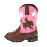 Girl's Brown & Pink Light Up Heel Square Toe Boot by Roper