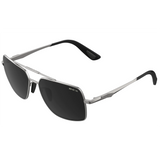 Bex Wing Sunglasses. They have a matte silver frame and gray tinted lenses.