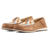 Metallic Brown Slip-on Cruiser with a Brown and Blue Aztec Print Toe