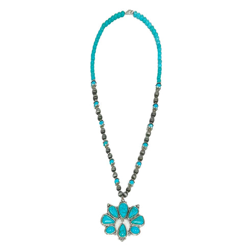 Southern Grace Turquoise Beaded Squash Necklace