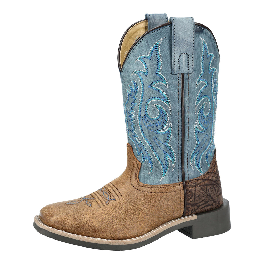 Kid's Cole Vintage Brown/ Vintage Blue Leather Western Boots