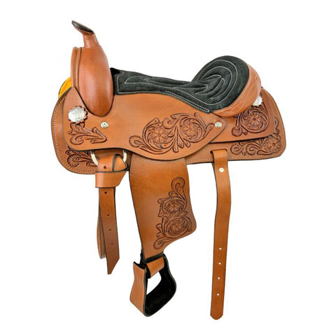 Shiloh Youth Brown Floral Saddle