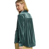 Umgee USA Women's Velvet Textured Button-Down Long Sleeve Shirt