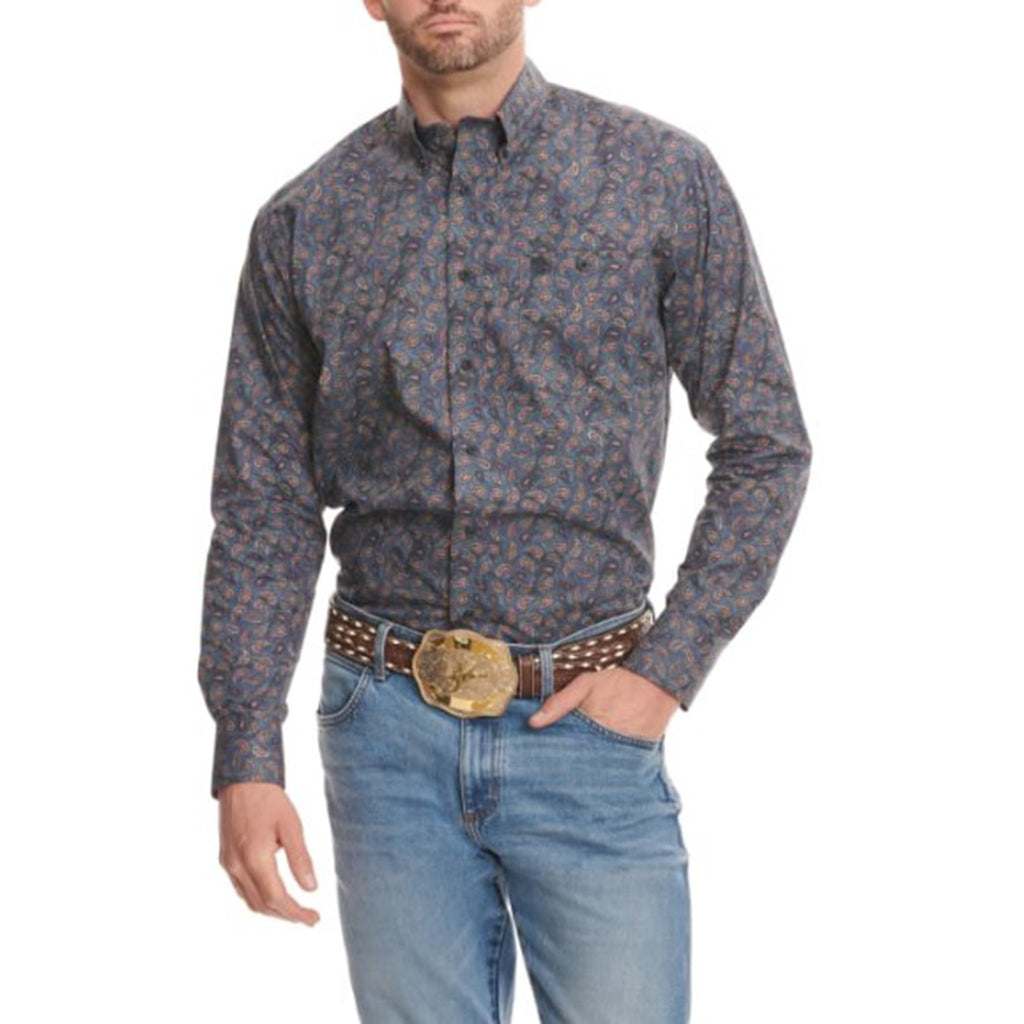 Wrangler Men's Navy Paisley Shirt – Western Edge, Ltd.