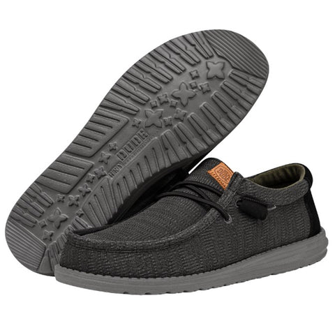 Hey Dude Men's Wally Grid Black Shoes