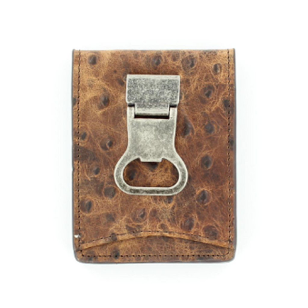 Nocona Brown Ostrich Money Clip