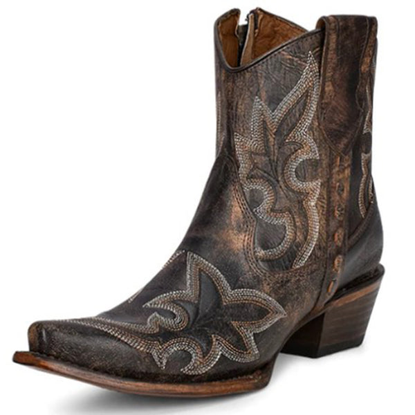 Circle G Women's Black/Brown Zip Bootie – Western Edge, Ltd.