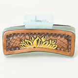 American Darling Leather Tooled Flower Hair Clip