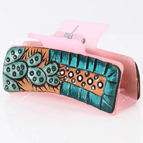 American Darling Leather Cactus Hairclip