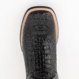 Ferini Men's Caiman Print Black Square Toe