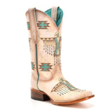 Corral Women's Cream & Turquoise Embroidered Boots