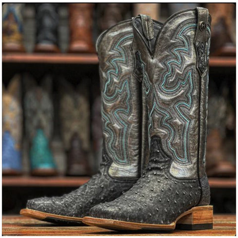 Tanner Mark Women's Fantasy Silver Ostrich Boots