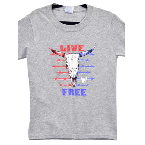 Cowboy Hardware Kid's Grey Live Free Tee