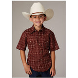 Roper Boys Red Geo Print Short Sleeve