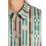 Panhandle Men's Turquoise Aztec Stripe Shirt