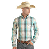 Panhandle Men's Turquoise Plaid Long Sleeve