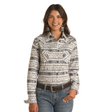 Panhandle Slim Women's Black and White Southwest Aztec Long Sleeve