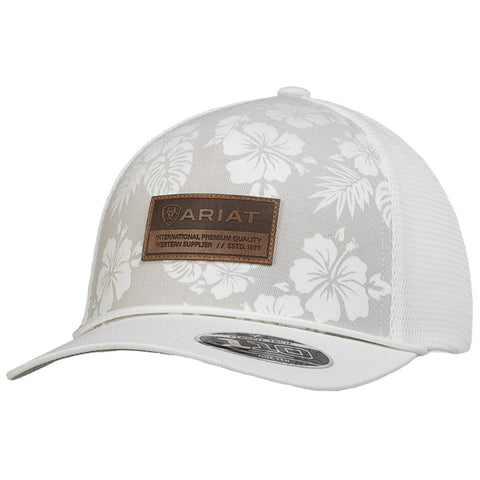 White Floral Cap with Ariat Logo Patch