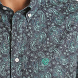 Rock & Roll Men's Blue Paisley Long Sleeve Shirt