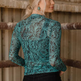 Sterling Kreek Tooled in Turquoise Mesh Long Sleeve