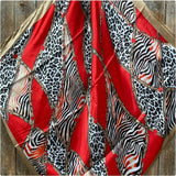 Rodeo Drive Red Animal Print Wild Rag