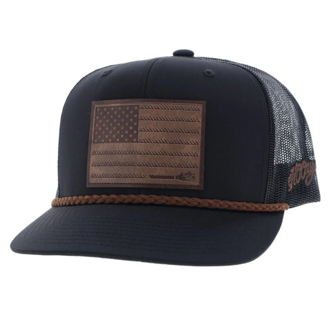 Black Liberty Roper Snapback With Leather Rectangle Patch