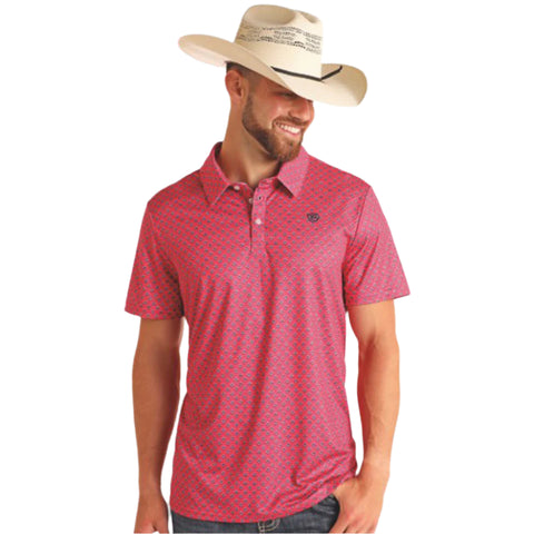 Pink Geo Print Polo