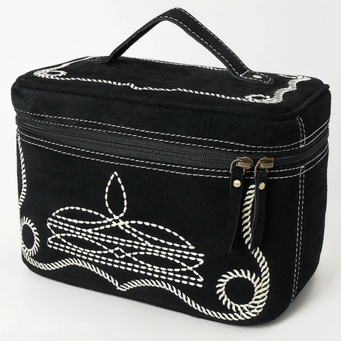 black boot stitch make up/jewelry case 