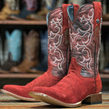 Cherry Red Rough Out Square Toe Boots