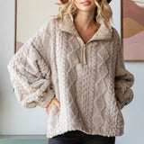 Veveret Women's Beige Argyle Textured Sweater