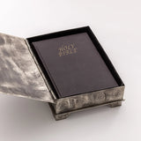 Stamped Silver Turquoise Stone Cross Bible Box