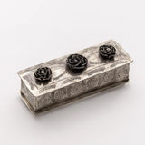 Silver Stamped Rose Pencil Box