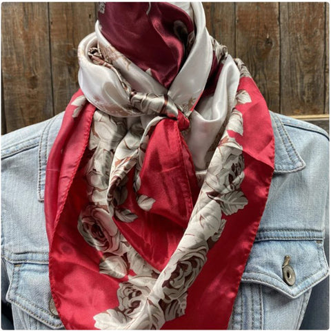 Rodeo Drive Red Wine Floral Wild Rag