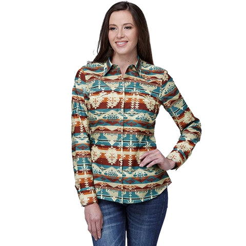 Women's Natrual Aztec Serape Pearl Snap Long Sleeve by Roper