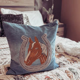 2 Fly Co Denim Darlin' Horse Pillow Cover