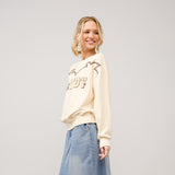 Blue B Women's Cream Boot Stitch Howdy Sweatshirt